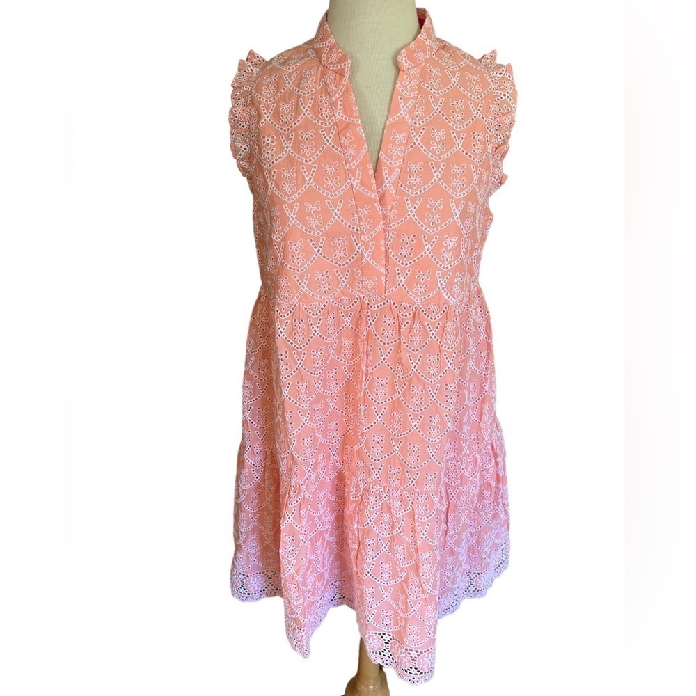 LILLY PULITZER Large Briela Peach Hyacinth Floral Arch Eyelet Dress - Picture 16 of 16